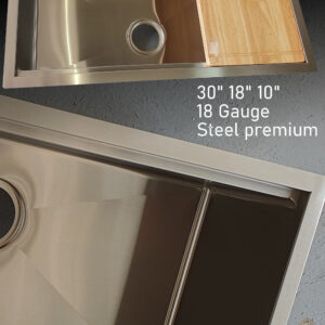 Steel Sink 30x18x10 with wood