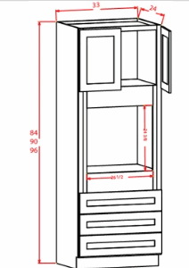 Oven Cabinet 33" x 96" x 24" - White Shaker